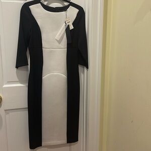 NWT Black Halo black and white dress. 3/4 sleeves. Size 8.